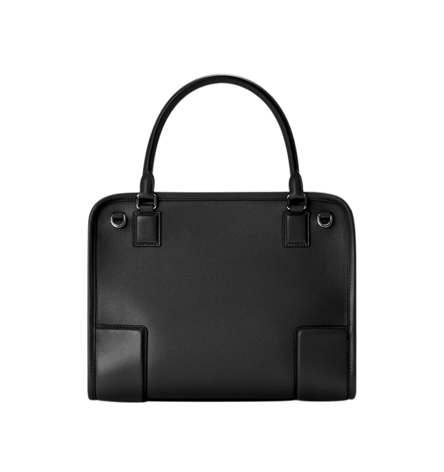 Image 9 of 17 - BLACK - Loewe Amazona Medium 180 Bag in soft calfskin leather featuring a relaxed silhouette with a single toron top handle, designed to be carried open, while a concealed closure secures the main compartment, removable shoulder and crossbody straps, zip closure with two leather zip pullers, two compartments, main compartment closed with magnetic closure, internal flat pocket, suede lining and embossed logo. Soft calfskin. Strap length 108 cm; Strap Drop 50 cm; Handle drop 11 - 28 cm; Height