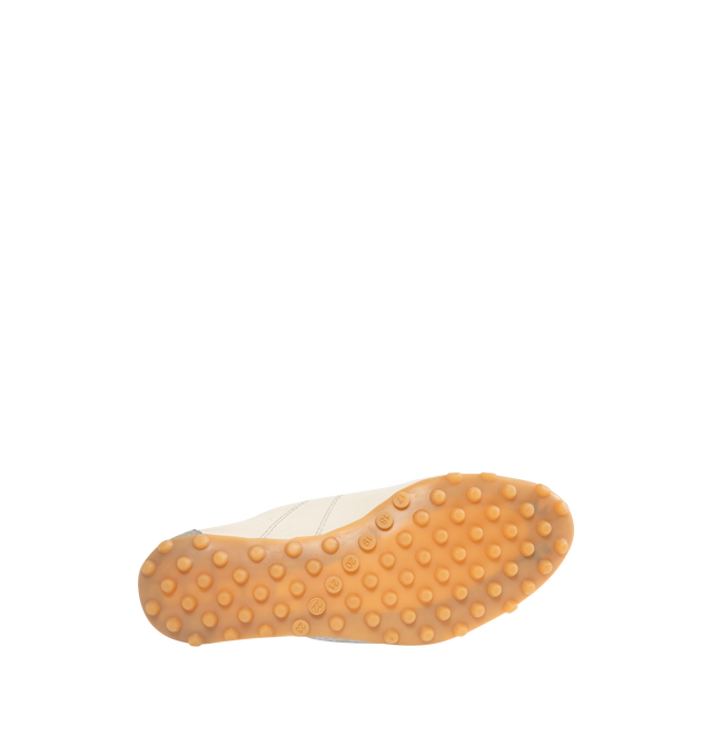 Image 4 of 5 - WHITE - MAISON MARGIELA Sprinters Sneaker featuring layered construction in calfskin, tripon leather, and hairy sued, tonal contrasts, studded rubber sole, numeric logo on tongue, code 22 at the outsole and four stitches at the back. Made in Italy
