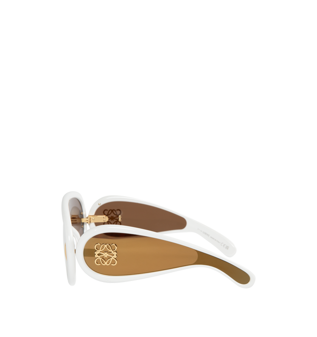 Image 2 of 4 - WHITE - LOEWE Paula's Ibiza Mask Sunglasses featuring logo at temples. 100% UV protection. Lens width: 134mm. Arm length: 145mm. Made in Italy. 