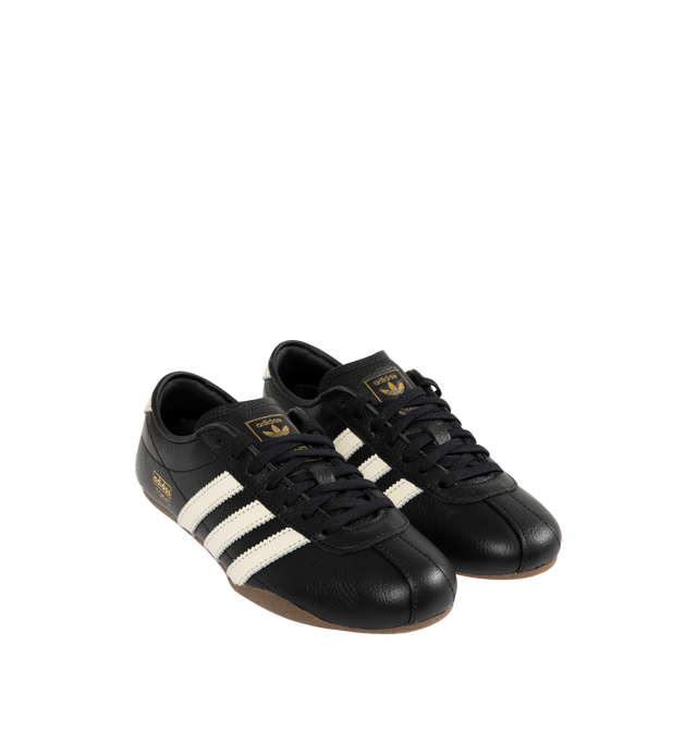 Image 2 of 5 - BLACK - ADIDAS Tokyo Sneaker featuring low-profile, minimal design, quilting on the toes, 3-stripes, regular fit, lace closure, leather upper, soft feel, synthetic lining and rubber outsole.