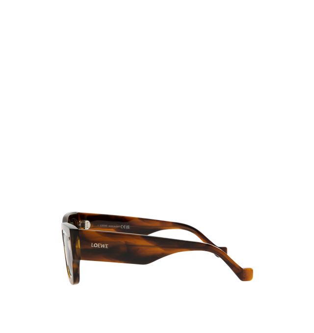 Image 2 of 3 - BROWN - Cinema Frame Rectangle-shaped sunglasses in an acetate and gold-finish metal double frame construction. Featuring International fit, UVA/UVB protection, gold-finish metal LOEWE. Made in Italy.