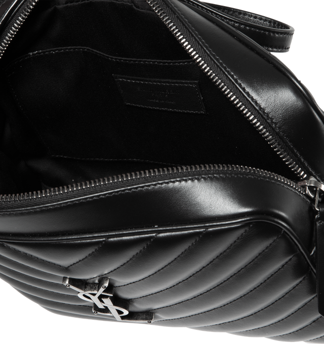 Image 3 of 3 - BLACK - SAINT LAURENT Lou camera bag featuring silver hardware. Dimensions: 9 X 6.2 X 2.3 inches. 100% leather. Made in Italy.  