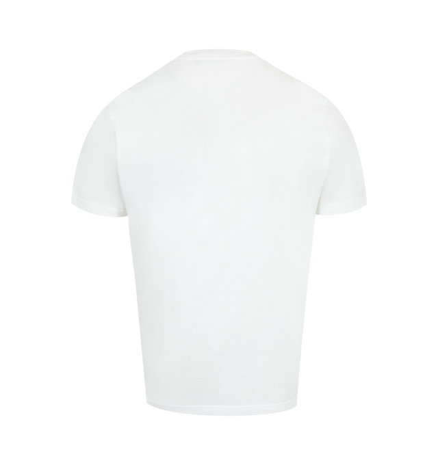 Image 2 of 3 - WHITE - MONCLER Shark Logo Cotton T-Shirt featuring organic cotton jersey, crew neck, short sleeves and printed shark logo motif. 100% cotton.