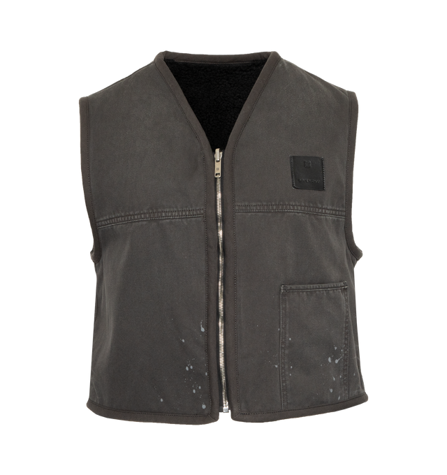 REVERSIBLE MIXED MATERIAL GILET