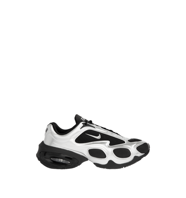 Image 1 of 5 - SILVER - NIKE Air Max Muse Sneaker featuring mesh upper with faux leather trim and rubber sole, lace-up front, cushioned foam midsole, Max Air cushioning and Air Max logo at tongue.