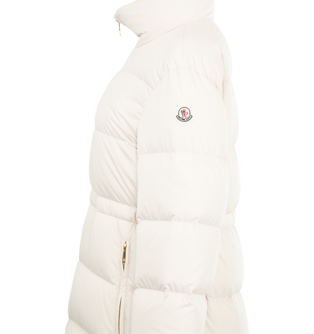 Image 3 of 3 - WHITE - MONCLER Brossette Short Down Jacket featuring recycled polyester lining, down-filled, zipper closure, zipped pockets and elastic waistband and cuffs. 100% polyester. Padding: 90% down, 10% feather.