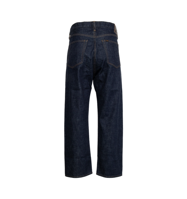 Image 2 of 3 - BLUE - Chimala Jeans crafted from 100% cotton 13.5 oz Selvedge denim featuring button-fly closure,  high rise, and wide, tapered leg. Made in Japan. 