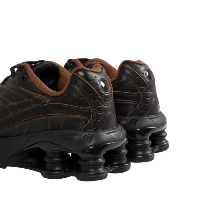 Image 3 of 5 - BLACK - NIKE Shox Ride 2 Premium Sneaker featuring four columns of support under its heel, Max Air technology in the forefoot, genuine leather and lace up style.