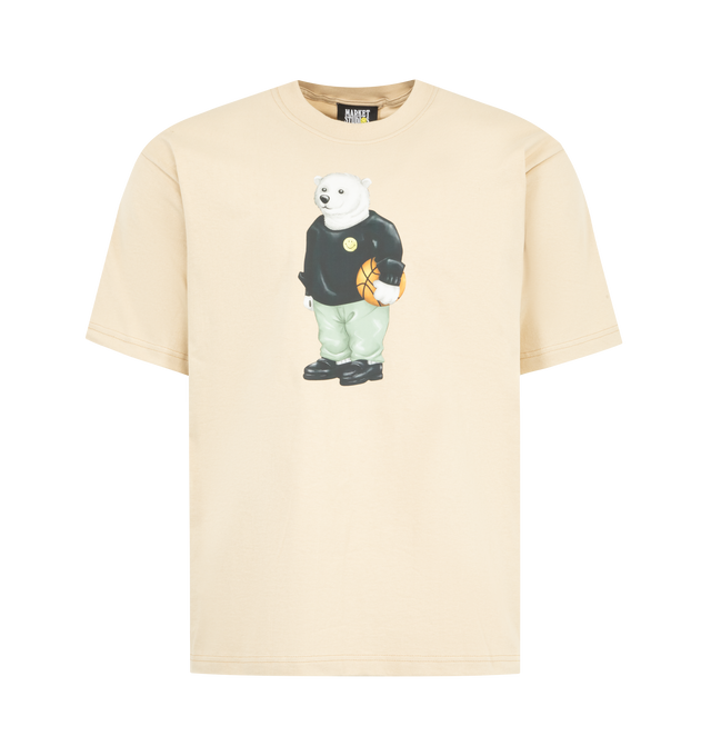 Image 1 of 2 - NEUTRAL - MARKET Smiley Polar Bear Graphic T-Shirt featuring crewneck, short sleeves, boxy fit and graphic on front. 100% cotton.