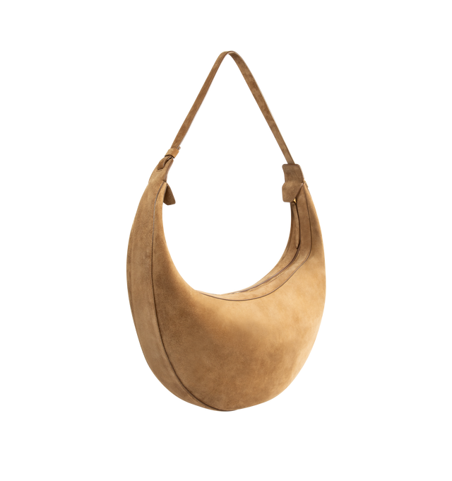 Image 2 of 3 - BROWN - KHAITE Augustina Hobo Bag featuring a lightweight zip-top hobo refined by clean lines and pristine finishing. Adjust the integrated strap to carry on the shoulder or across the body. 14.5 in x 3 in x 8.5 in. 100% calfskin.
