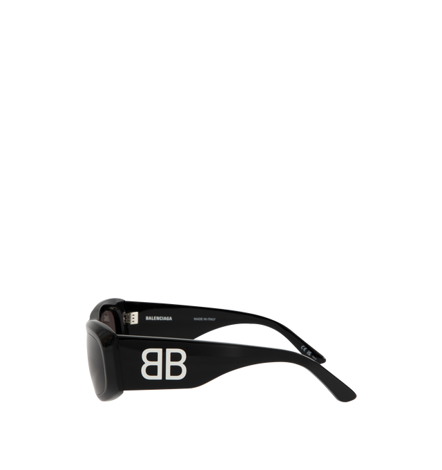 Image 2 of 3 - BLACK - BALENCIAGA Squared Sunglasses featuring acetate frame, squared shape, thick frame and logo on arms. Frame material: acetate. Lens material: bio nylon.