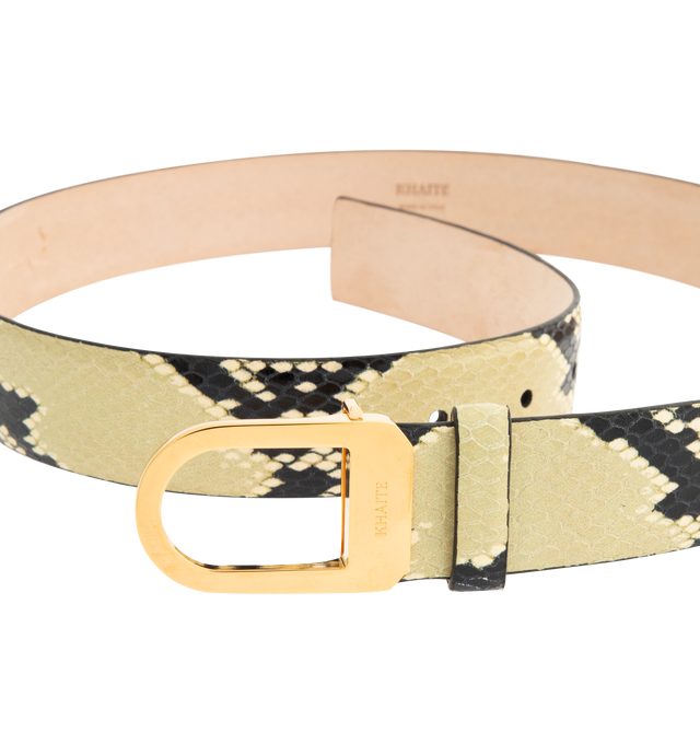 Image 2 of 2 - MULTI - KHAITE Saddle 30mm Belt featuring snake embossed calf leather belt with 18k gold-plated brass buckle closure. Measures approx 27-31" L x 1" H. Made in Italy.