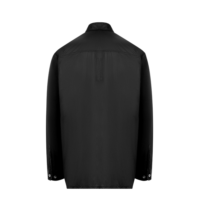 Image 2 of 2 - BLACK - DRKSHDW Jumbo Outershirt featuring a classic collar, button closure, chest pockets, long sleeves, buttoned cuffs, and straight hem. 100% cotton.