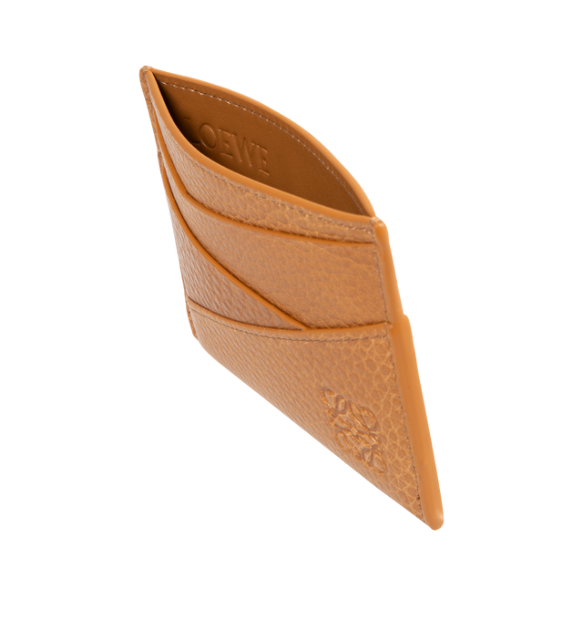 Image 3 of 3 - BROWN - LOEWE Puzzle Plain Cardholder in supple grained calfskin, geometric pattern, four card slots, one central pocket, calfskin lining and embossed Anagram. Supple Grained Calf. 7.5 cm x 10.3 cm x 0.3 cm. Made in Spain.