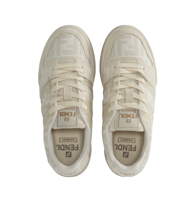 Image 5 of 5 - WHITE - FENDI Match Canvas Low-Tops featuring injection-moulded FF appliqu, Fendi lettering on the side and rubber sole. 100% calf leather. Interior: 100% polyester. Made in Italy. 