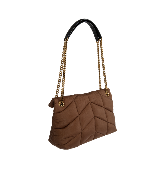 SMALL PUFFER IN QUILTED NYLON AND LEATHER