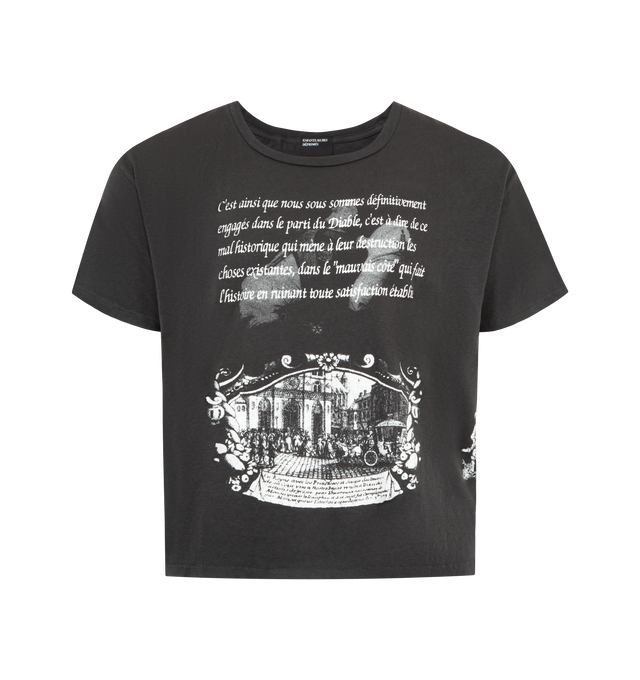Image 1 of 2 - BLACK - ENFANTS RICHES DEPRIMES Napoleon T-Shirt featuring short sleeves, boxy fit, rib knit neckline, single stitch hem at waist and cuffs, printed artwork at front, back and sides and distressing throughout. Cotton. Made in USA.