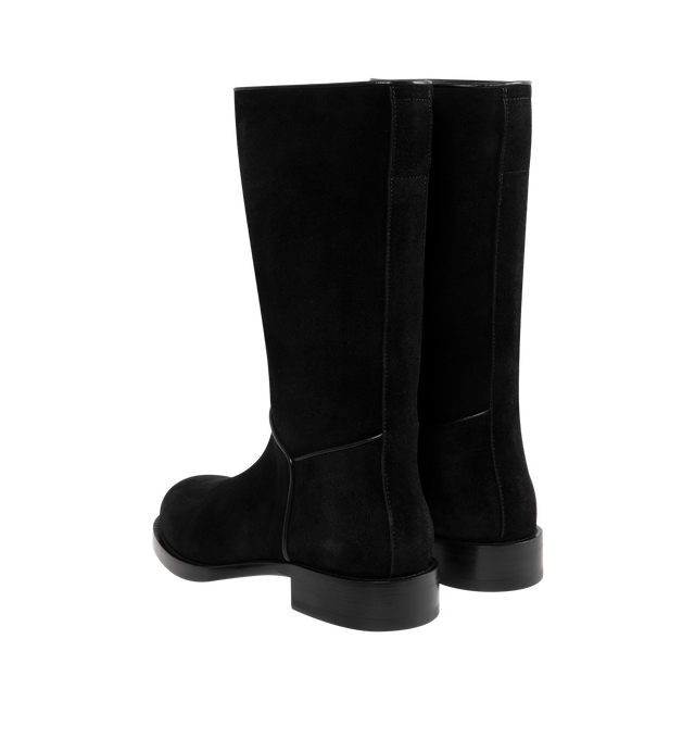 Image 3 of 4 - BLACK - THE ROW Nobilis Riding Boot featuring classic riding boot in silky polished leather with round toe and stacked heel. 1.4 in. heel. 100% calfskin leather. Lined in 100% leather.