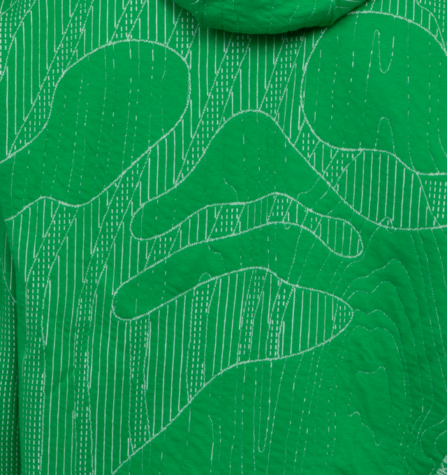 Image 4 of 4 - GREEN - NIKE X OFF-WHITE ENGINEERED HOODIE features a heavyweight jacquard-knit that is breathable and warm with bungee adjusters on the hood and bold co-branded graphics that elevate the finish on the front.  