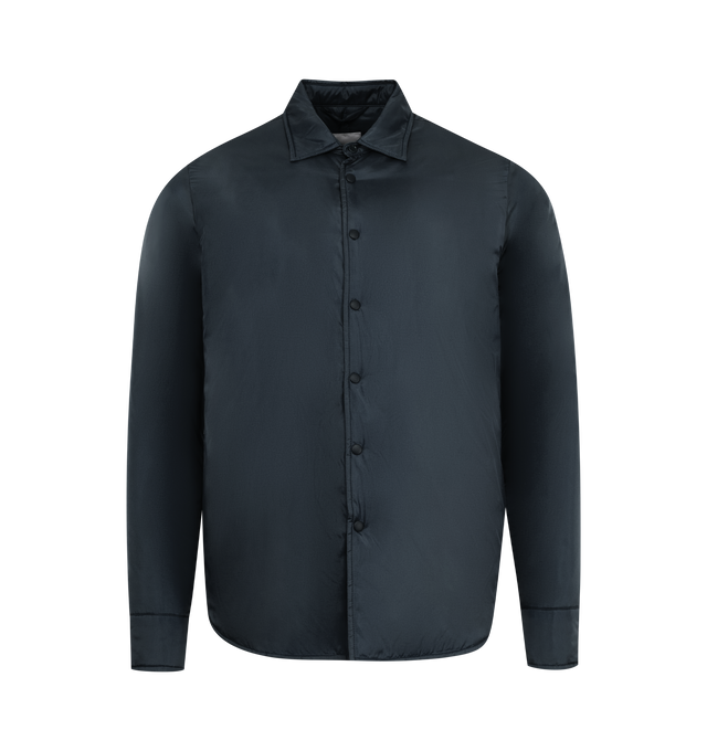 Image 1 of 3 - NAVY - ASPESI Camicia Re-Shirt featuring soft lightweight water-repellent nylon, nylon lining and padding in medium-weight wadding, visible press-stud fastening, in-seam side pockets, cuff with slit and press-studs, customised label with micro-injected aspesi logo and regular fit. 100% nylon.