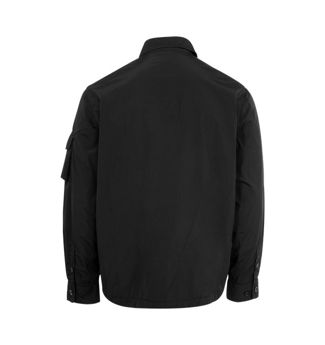 Image 2 of 3 - BLACK - C.P. COMPANY Chrome R Overshirt featuring classic collar, full button fastening, patch front button pockets, side flap snap pockets, lens detail, adjustable button cuffs and regular fit. 100% polyamide/nylon.