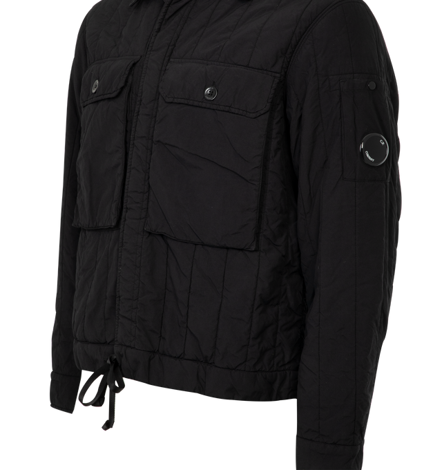 Image 3 of 3 - BLACK - C.P. COMPANY Medium Jacket in GD Liner featuring concelaed zip closure, adjustable hem, classic collar, long sleeves with button cuffs, lens deatil and front flap pockets with buttons.