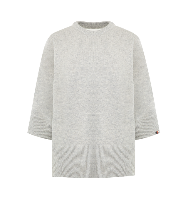Image 1 of 2 - GREY - EXTREME CASHMERE Sassie Sweater featuring relaxed-fit, crew-neck, short sleeves that fall to the elbow, medium-weight cashmere and rib-knit cuff, neckline and hem. 100% cashmere.
