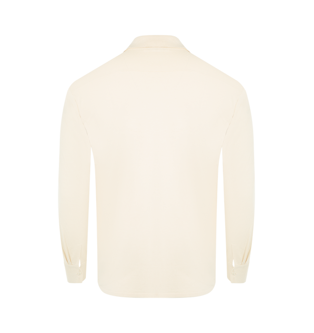 Image 2 of 2 - WHITE - AURALEE Tussah Silk Cotton Mesh Knit Cardigan featuring button closure, collar, button cuffs and long sleeves.