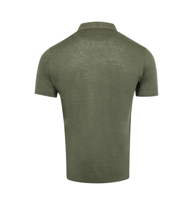 Image 2 of 2 - GREEN - 120% LINO Polo Shirt featuring polo collar, short sleeves, button fastenings and straight hem. 100% linen.