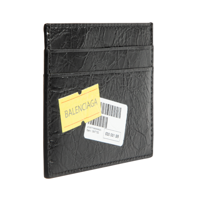 Image 2 of 3 - BLACK - BALENCIAGA Cash Card Holder in arena lambskin with printed stickers featuring Balenciaga logo printed at front, 4 card slots and 1 bill pocket. L3.9 x H2.9 x W0.4 inch. Lambskin. Made in Italy.