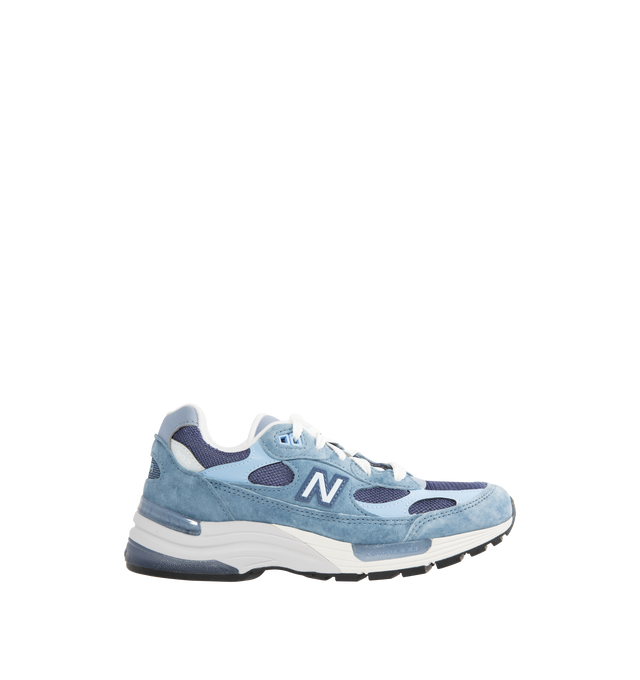 Image 1 of 5 - BLUE - NEW BALANCE 992 Sneaker featuring mesh upper, suede and synthetic overlays, ABZORB cushioning at heel and forefoot, combination ENCAP and C-CAP midsole, reflective accents designed to catch the light and NDurance rubber outsole.