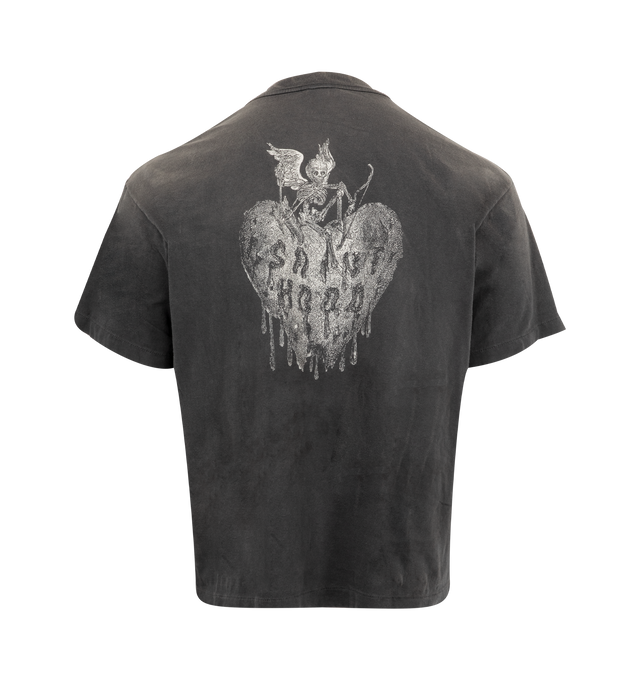 Image 2 of 2 - BLACK - NEIGHBORHOOD X SAINT MICHAEL Fearless Tee featuring short sleeves, vintage distressed look, graphic on front and crew neck. 100% cotton. Made in Japan.