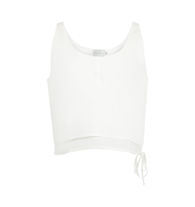 Image 1 of 2 - WHITE - DEIJI STUDIOS Layered Top featuring a soft scooped neckline, relaxed silhouette, drawcord hem and cropped fit. 100% organic cotton.
