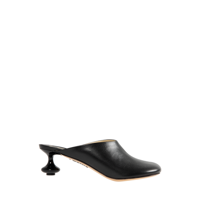 Image 1 of 4 - BLACK - LOEWE Toy Mule crafted in goatskin with a petal shaped toe and lacquered signature toy heel. 45MM heel. Goatskin. Made in Italy.