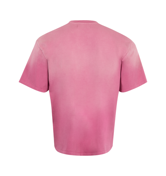 Image 2 of 2 - PINK - NAHMIAS Aged Logo Boxy T-shirt featuring short sleeves, crew neck, boxy fit, logo on front and natural faded vintage apperance. 100% cotton.