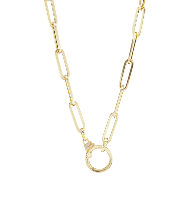 Image 2 of 2 - GOLD - SORELLINA Paperclip Chain featuring 18k yellow gold paperclip chain with a 0.09 cttw G-H/SI diamond clasp. 18 inches.