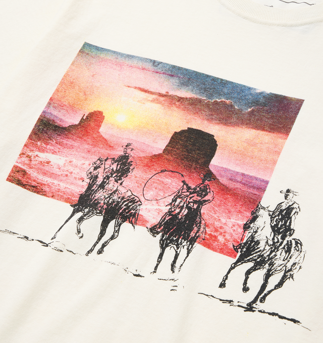 Image 2 of 2 - WHITE - ONE OF THESE DAYS The Day The Rains Came T-Shirt featuring vintage wash, pre-shrunk, short sleeves, crew neck and graphic on front. 100% cotton.