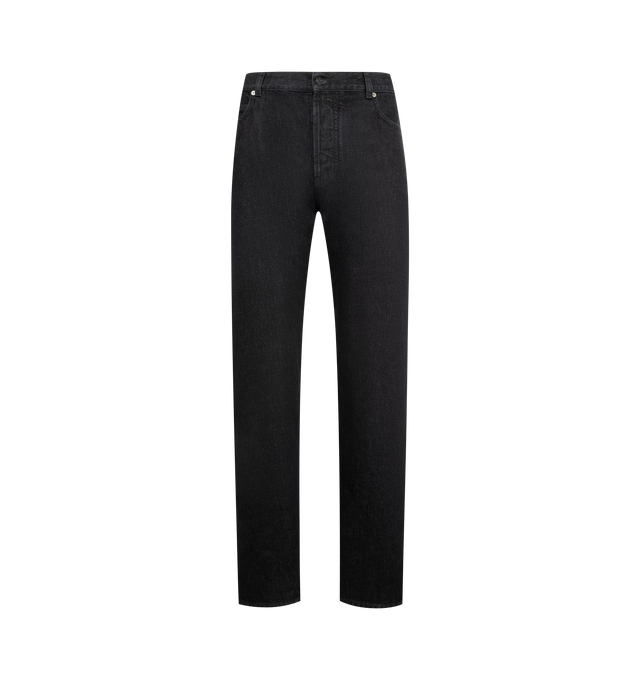 Image 1 of 3 - BLACK - THE ROW Rossen Jean featuring low-rise jean in cotton denim with straight leg, tonal topstitching and classic 5-pocket construction. 100% cotton. Made in Italy.