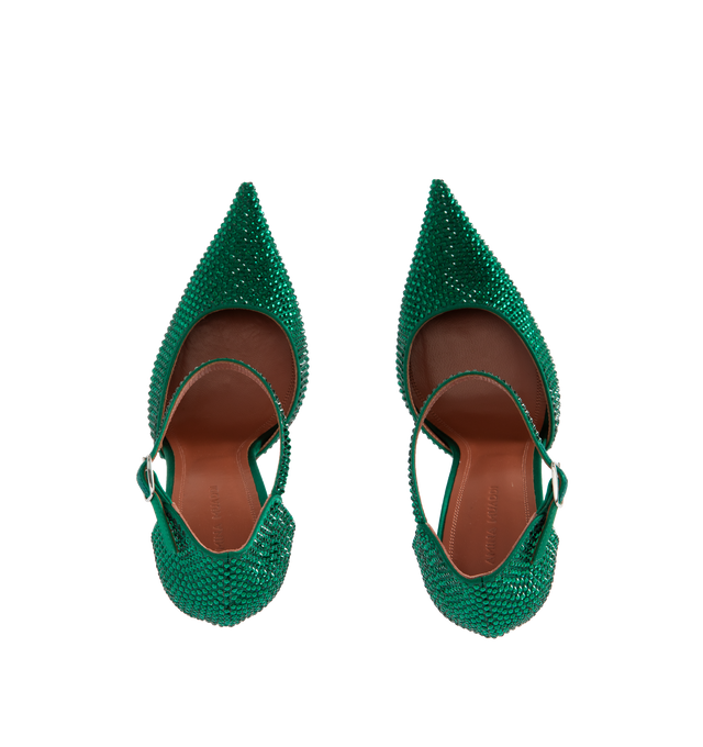 VITTORIA SATIN PUMP WITH EMERALD CRYSTALS