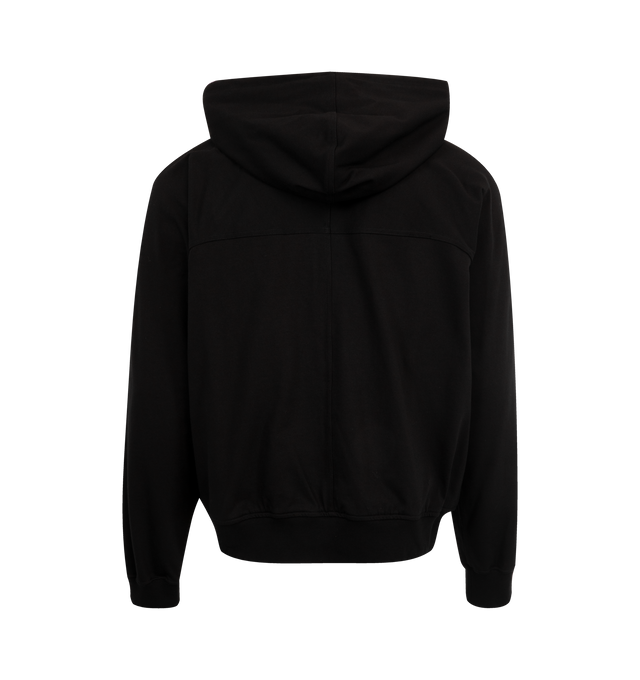 Image 2 of 3 - BLACK - RICK OWENS Windbreaker Hoodie featuring a paneled design, drawstrings at the hood, patch pockets at the waist, front zip closure and elasticized cuffs and hem. 100% cotton. Made in Italy.