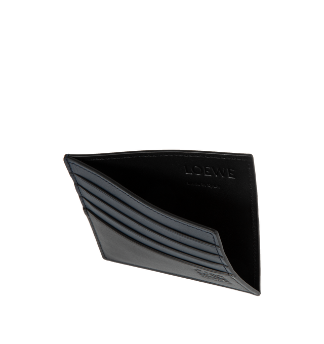 Image 3 of 3 - NAVY - LOEWE Open Plain Cardholder featuring bicolour shiny calfskin, open side, eight card slots, one central pocket, calfskin lining and embossed Anagram. Shiny calf. Made in Spain. 