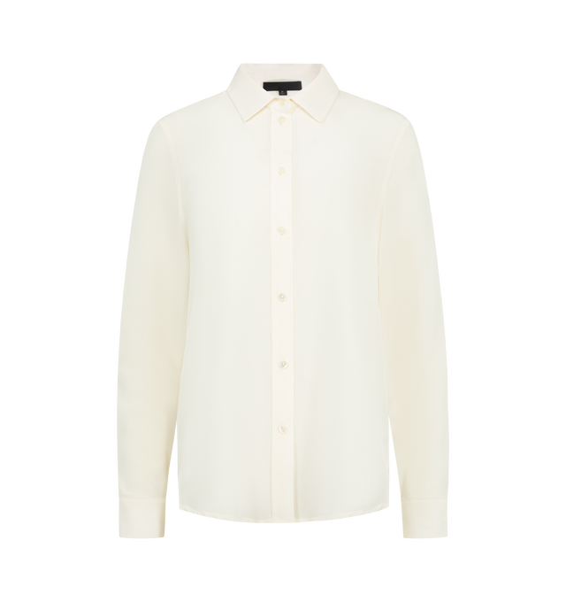 Image 1 of 2 - WHITE - NILI LOTAN Gaia Slim Fit Shirt featuring long-sleeves, button-front, sheer, spread collar, straight front hem, shaped back shirttail hem, tonal buttons at placket and cuffs. 100% silk. Made in USA.