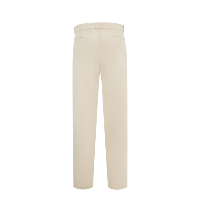 Image 2 of 3 - NEUTRAL - THE ROW Toril Pant featuring mid-rise pants in lightweight suiting with a wide straight leg, pressed front and back creases and side seam pockets. 55% linen, 45% viscose. Made in Italy.