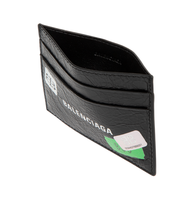 Image 3 of 3 - BLACK - BALENCIAGA Cash Card Holder in arena lambskin with printed stickers featuring Balenciaga logo printed at front, 4 card slots and 1 bill pocket. L3.9 x H2.9 x W0.4 inch. Lambskin. Made in Italy.