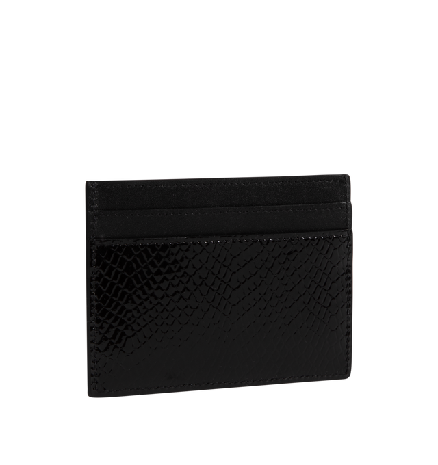 Image 2 of 3 - BLACK - SAINT LAURENT Credit Card Case featuring 5 card slots, silver toned hardware and leather lining. 4.1 X 2.9 X 0.1 inches. Made in Italy. 