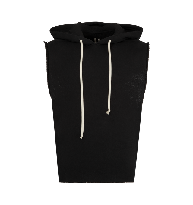 Image 1 of 2 - BLACK - RICK OWENS Tunic Hoodie featuring heavyweight GOTS-certified organic cotton French terry hoodie, garment-dyed, drawstring at hood and rolled edge at hem and armscyes. 100% cotton. Made in Italy.