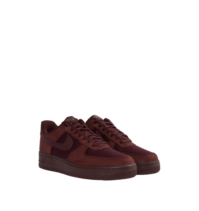 Image 2 of 5 - RED - NIKE Air Force 1 '07 Premium featuring padded collar, leather and textile upper, textile lining and rubber sole. 