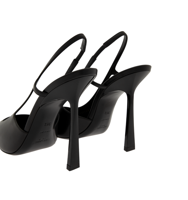 Image 3 of 4 - BLACK - Saint Laurent Womens Slingback Pumps are crafted from lambskin leather. Feature a square pointed metal cap toe with signature Cassandre martel hardware, square-cut vamp, elasticized slingback strap, stiletto heel, and leather sole. Main Material: Lambskin Leather; Hardware: Brass; Sole: Leather. Total Heel Heught: 11 cm / 4.3 inches. Made in Italy.
