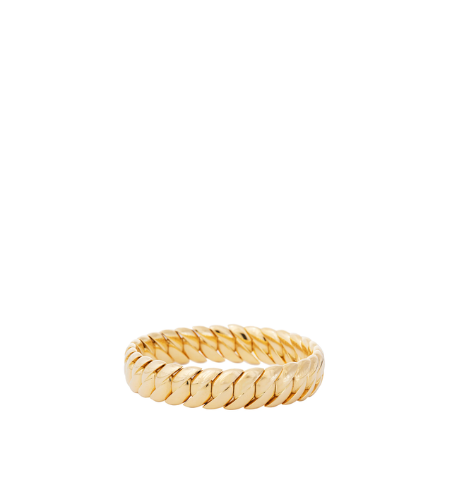 Image 1 of 1 - GOLD - SIDNEY GARBER Narrow Polish Wave Link Bracelet featuring curved pieces of gold linked together, stretches easily to fit on your wrist, 18k gold, high polish finish and approximately 1/2in wide.
