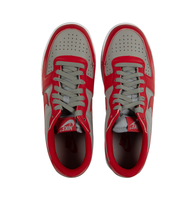 Image 5 of 5 - RED - NIKE Terminator Low UNLV featuring full leather composition, breathability through perforations, mesh tongues and inner lining, grey base, red overlays, Swooshes, tongue labels, liner, insole, and NIKE branding on the heels. 